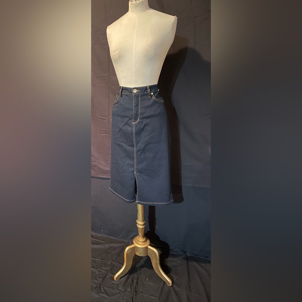 Jones New York Denim Blue Midi Pencil Skirt with Slit 8 NWOT